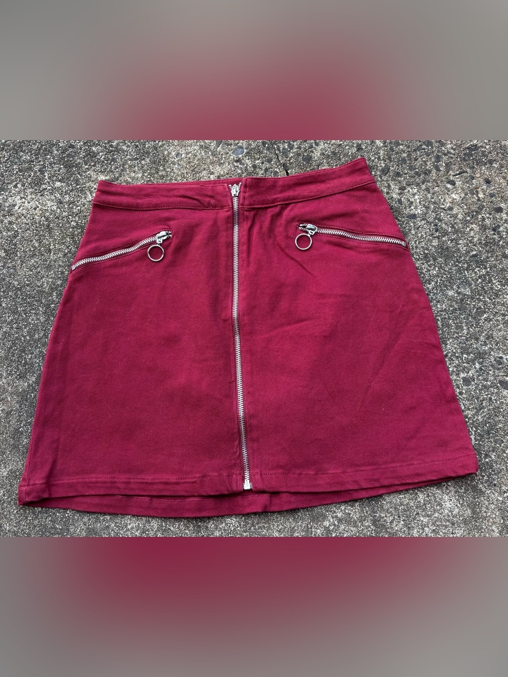 Signature8 Burgundy Zip-Front Mini Skirt